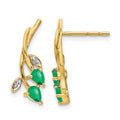 14k Diamond and Pear Emerald Floral Post Earrings
