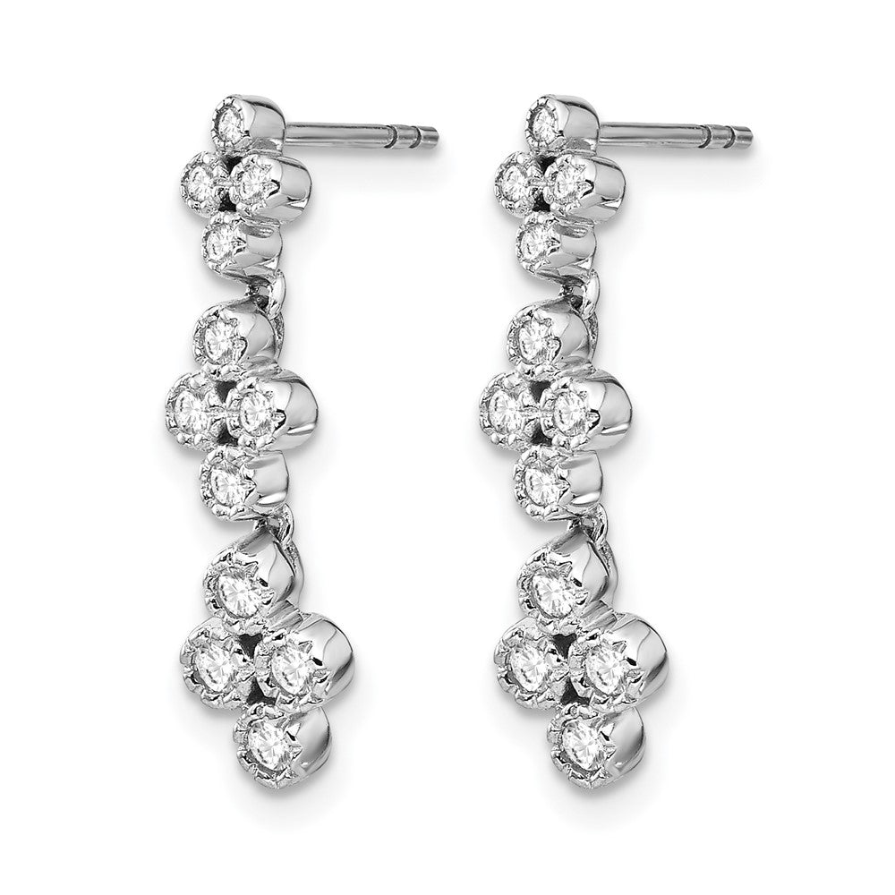 True Origin 14K White Gold 3/8 carat Lab Grown Diamond VS+ F+ Complete Floral Bloom Post Dangle Earrings