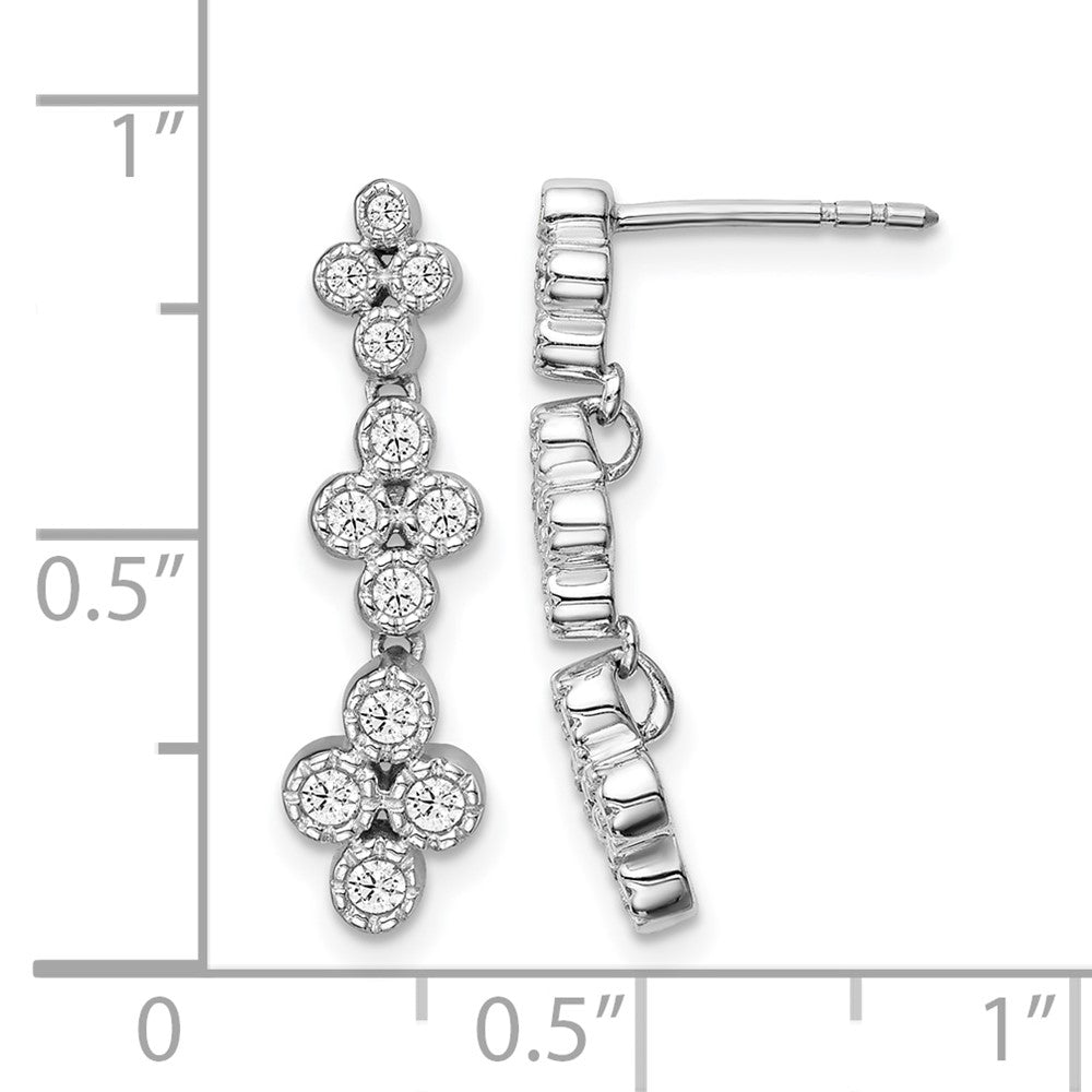 True Origin 14K White Gold 3/8 carat Lab Grown Diamond VS+ F+ Complete Floral Bloom Post Dangle Earrings