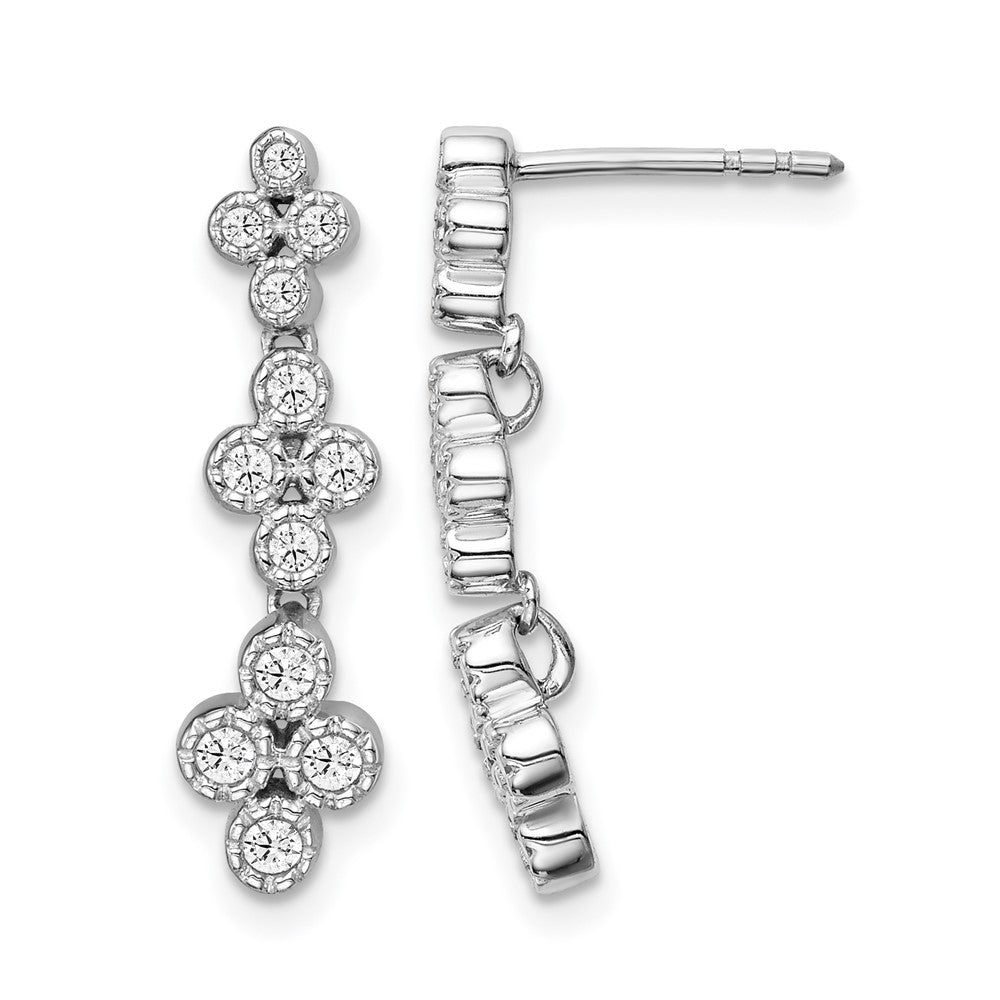 True Origin 14K White Gold 3/8 carat Lab Grown Diamond VS+ F+ Complete Floral Bloom Post Dangle Earrings