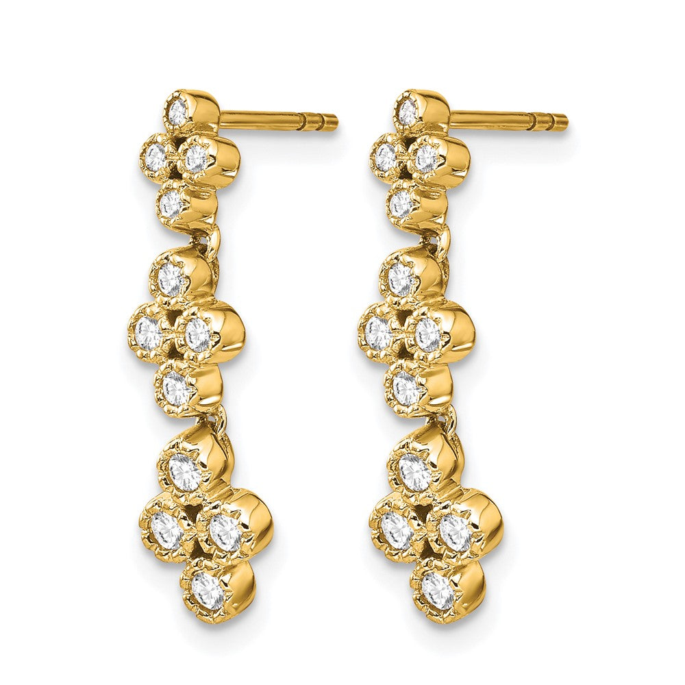 True Origin 14K Yellow Gold 3/8 carat Lab Grown Diamond VS+ F+ Complete Floral Bloom Post Dangle Earrings