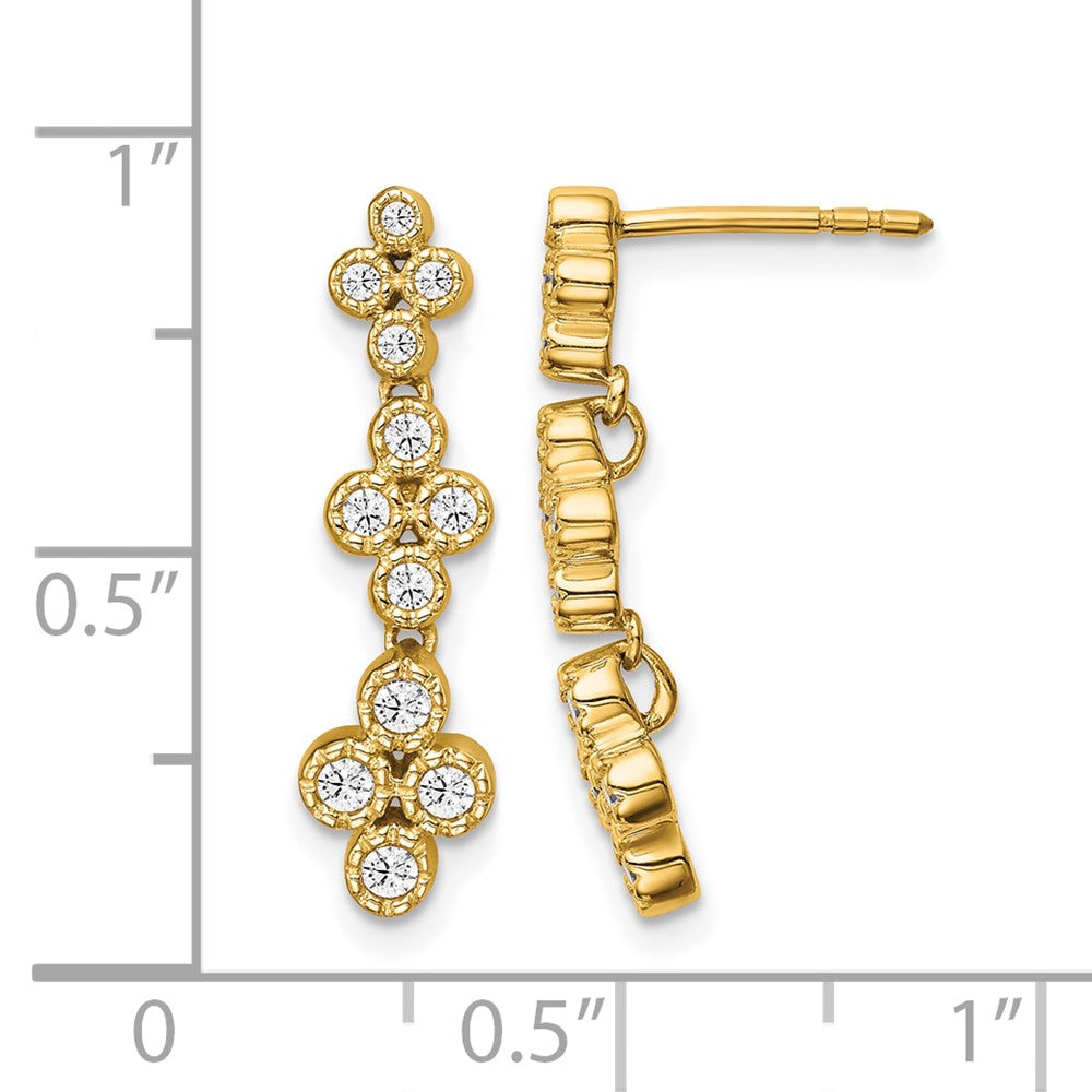 True Origin 14K Yellow Gold 3/8 carat Lab Grown Diamond VS+ F+ Complete Floral Bloom Post Dangle Earrings
