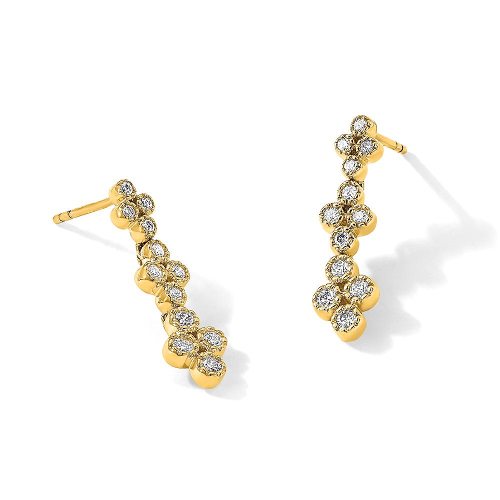 True Origin 14K Yellow Gold 3/8 carat Lab Grown Diamond VS+ F+ Complete Floral Bloom Post Dangle Earrings