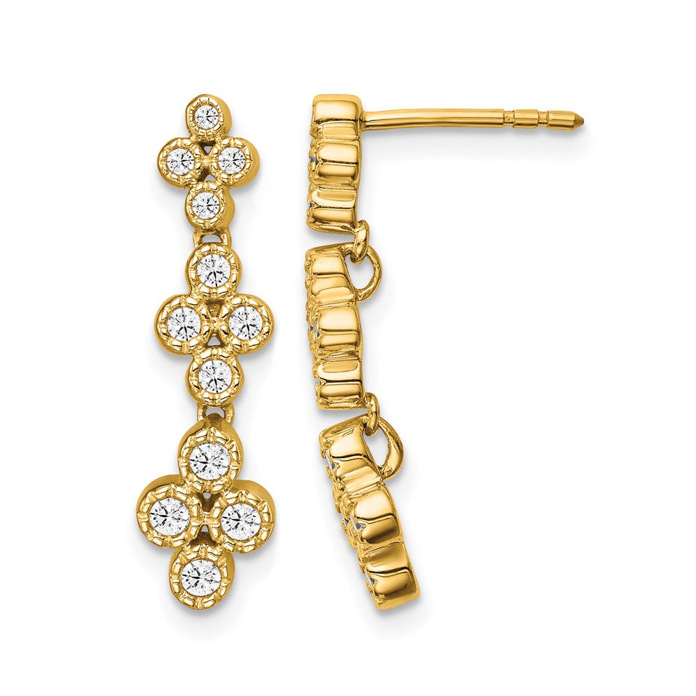 True Origin 14K Yellow Gold 3/8 carat Lab Grown Diamond VS+ F+ Complete Floral Bloom Post Dangle Earrings