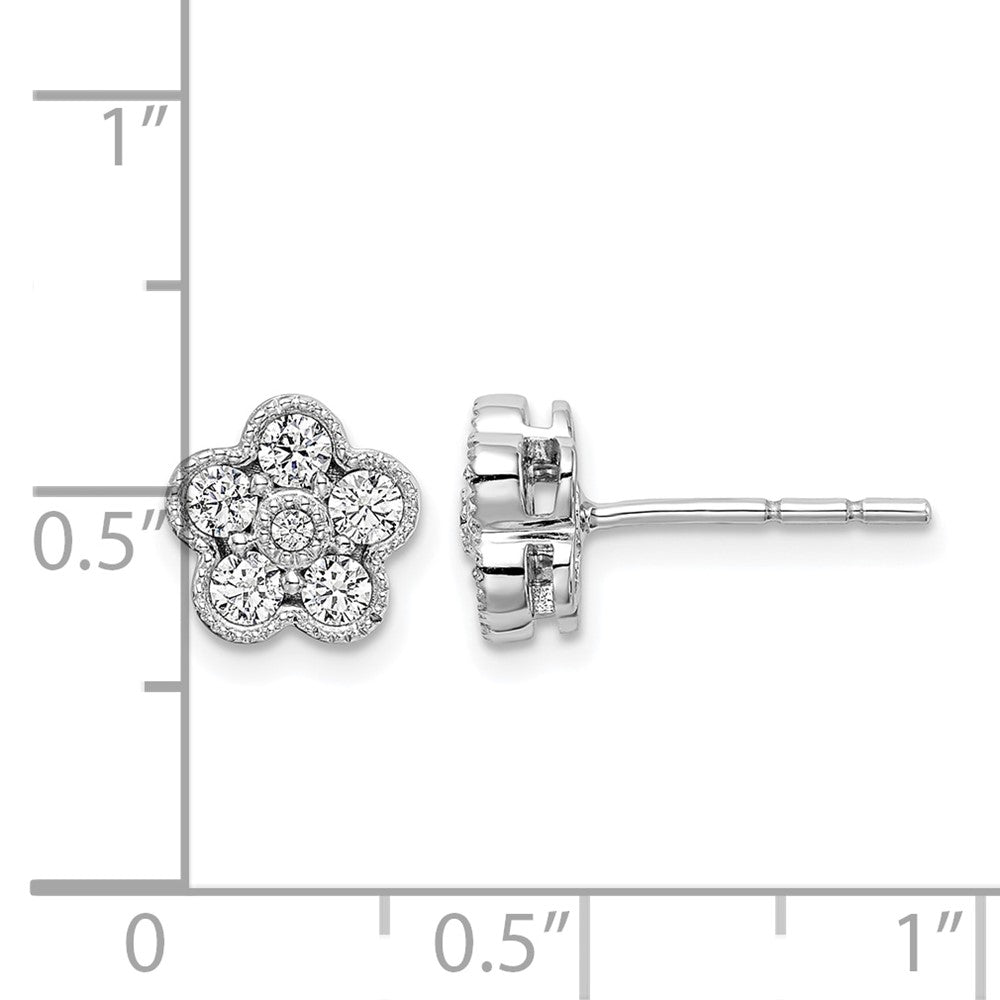 True Origin 14K White Gold 1/2 carat Lab Grown Diamond VS+ F+ Complete Floral Post Earrings