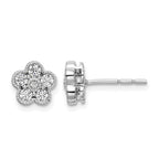 True Origin 14K White Gold 1/2 carat Lab Grown Diamond VS+ F+ Complete Floral Post Earrings
