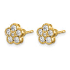 True Origin 14K Yellow Gold 1/2 carat Lab Grown Diamond VS+ F+ Complete Floral Post Earrings