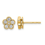 True Origin 14K Yellow Gold 1/2 carat Lab Grown Diamond VS+ F+ Complete Floral Post Earrings