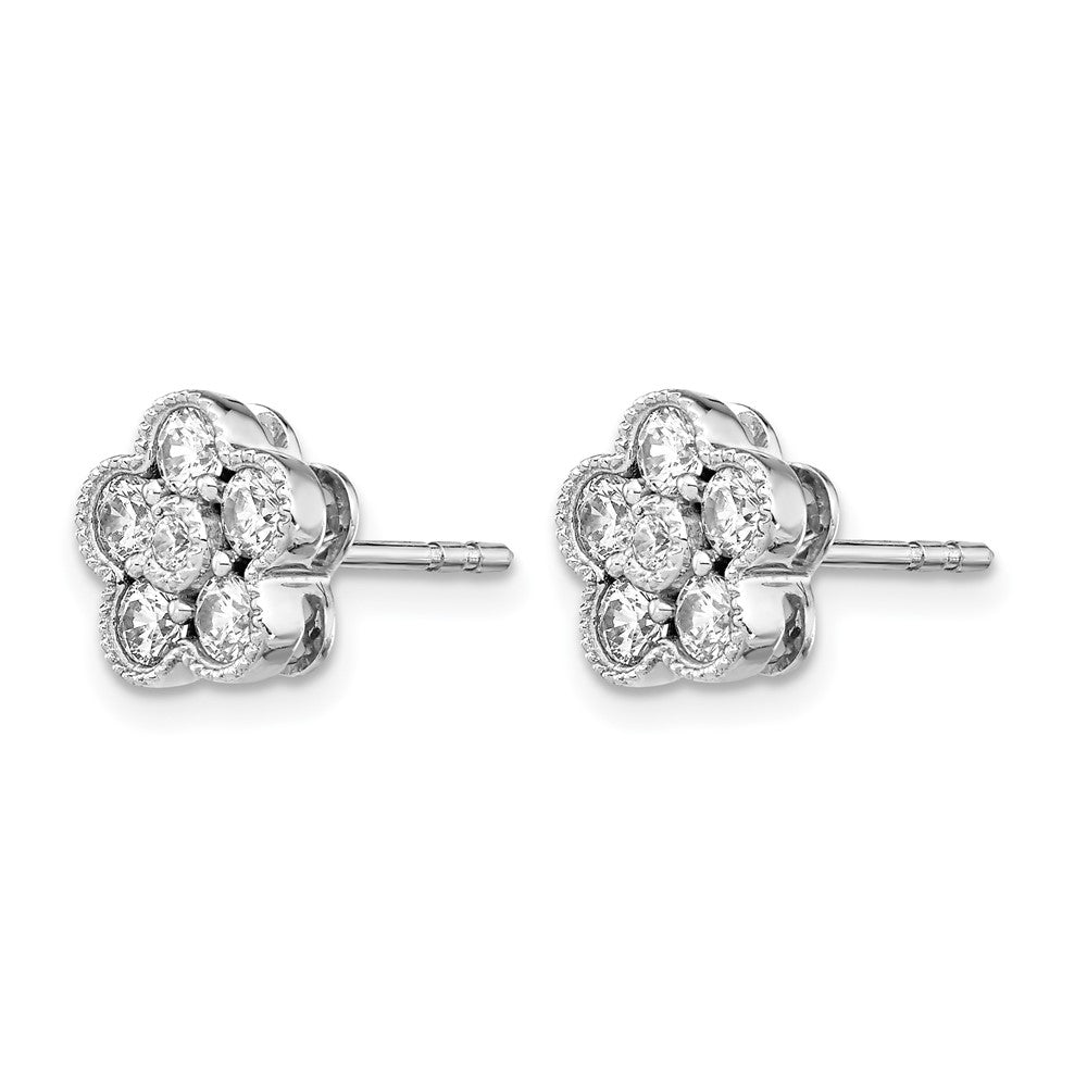 True Origin 14K White Gold 3/4 carat Lab Grown Diamond VS+ F+ Complete Floral Post Earrings