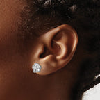 True Origin 14K White Gold 3/4 carat Lab Grown Diamond VS+ F+ Complete Floral Post Earrings