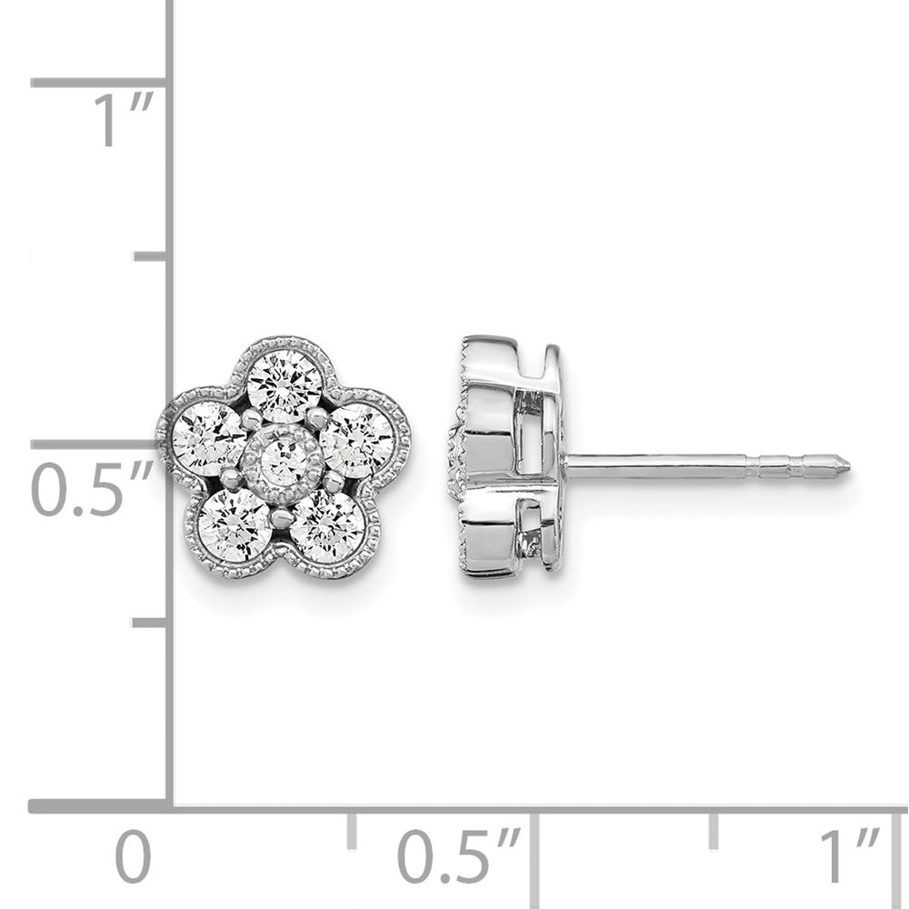 True Origin 14K White Gold 3/4 carat Lab Grown Diamond VS+ F+ Complete Floral Post Earrings