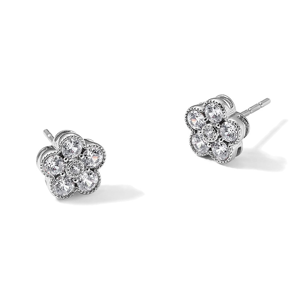 True Origin 14K White Gold 3/4 carat Lab Grown Diamond VS+ F+ Complete Floral Post Earrings