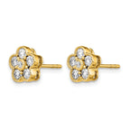 True Origin 14K Yellow Gold 3/4 carat Lab Grown Diamond VS+ F+ Complete Floral Post Earrings