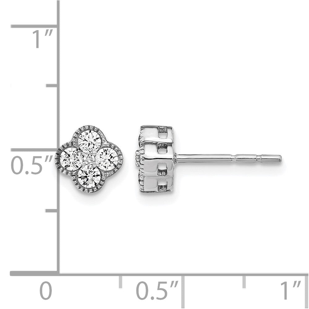 True Origin 14K White Gold 1/2 carat Lab Grown Diamond VS+ F+ Complete Bloom Floral Earrings