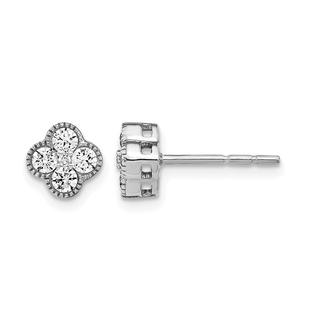 True Origin 14K White Gold 1/2 carat Lab Grown Diamond VS+ F+ Complete Bloom Floral Earrings