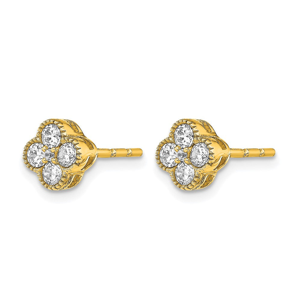 True Origin 14K Yellow Gold 1/2 carat Lab Grown Diamond VS+ F+ Complete Bloom Floral Earrings