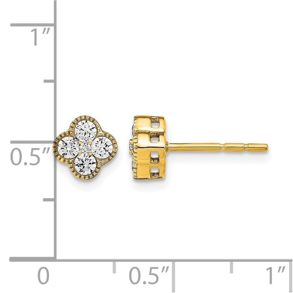 True Origin 14K Yellow Gold 1/2 carat Lab Grown Diamond VS+ F+ Complete Bloom Floral Earrings