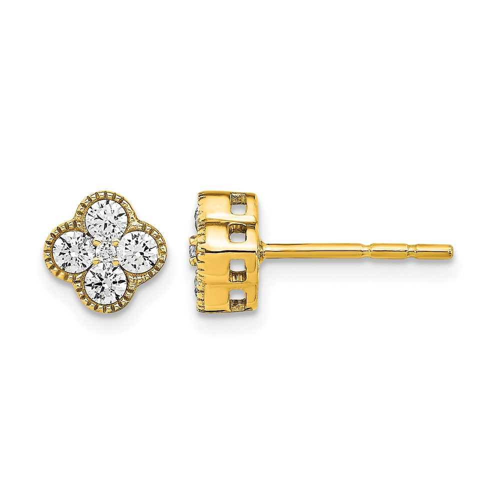 True Origin 14K Yellow Gold 1/2 carat Lab Grown Diamond VS+ F+ Complete Bloom Floral Earrings