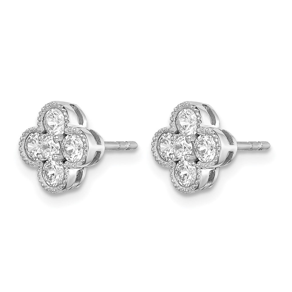True Origin 14K White Gold 3/4 carat Lab Grown Diamond VS+ F+ Complete Bloom Floral Earrings