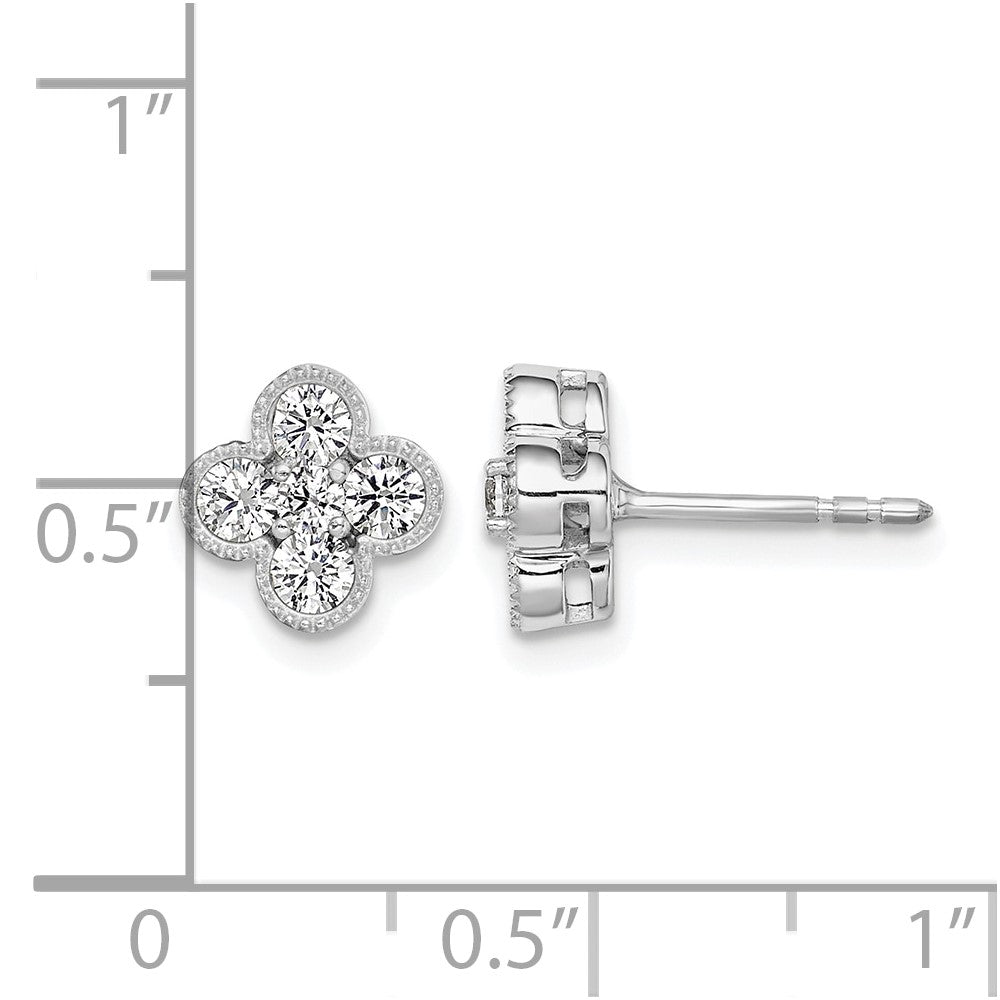 True Origin 14K White Gold 3/4 carat Lab Grown Diamond VS+ F+ Complete Bloom Floral Earrings