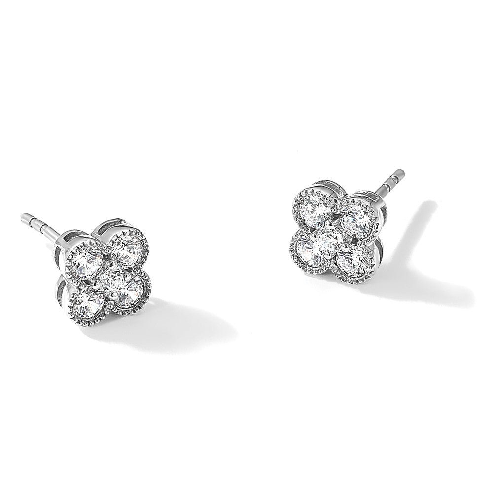 True Origin 14K White Gold 1 carat Lab Grown Diamond VS+ F+ Complete Bloom Floral Earrings