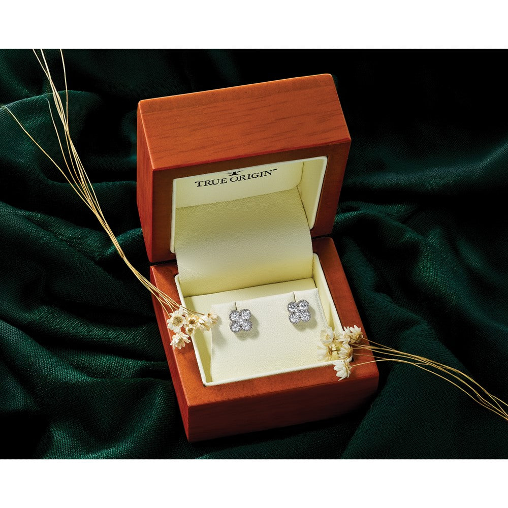 True Origin 14K White Gold 1 carat Lab Grown Diamond VS+ F+ Complete Bloom Floral Earrings