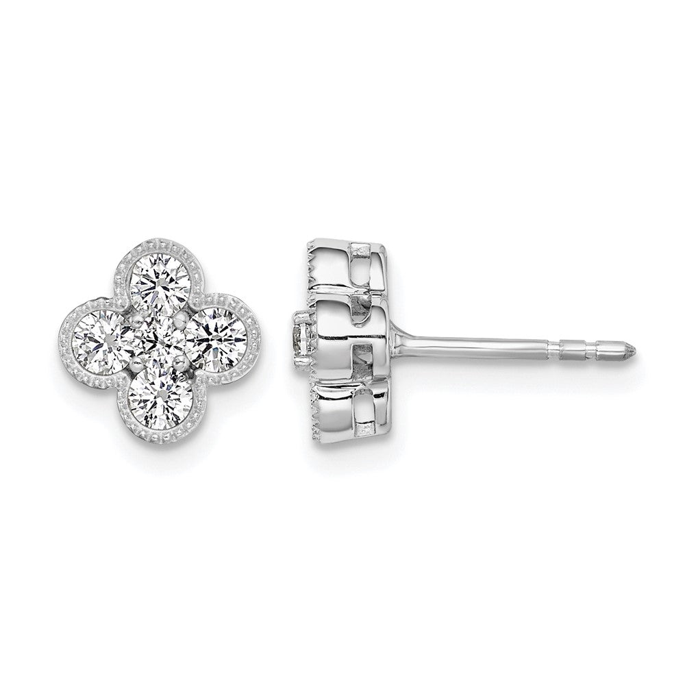 True Origin 14K White Gold 3/4 carat Lab Grown Diamond VS+ F+ Complete Bloom Floral Earrings