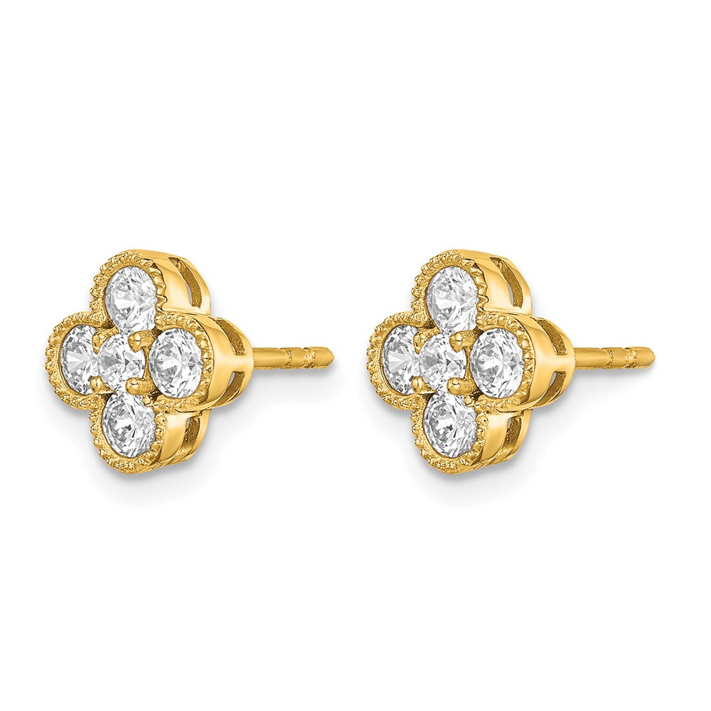 True Origin 14K Yellow Gold 3/4 carat Lab Grown Diamond VS+ F+ Complete Bloom Floral Earrings