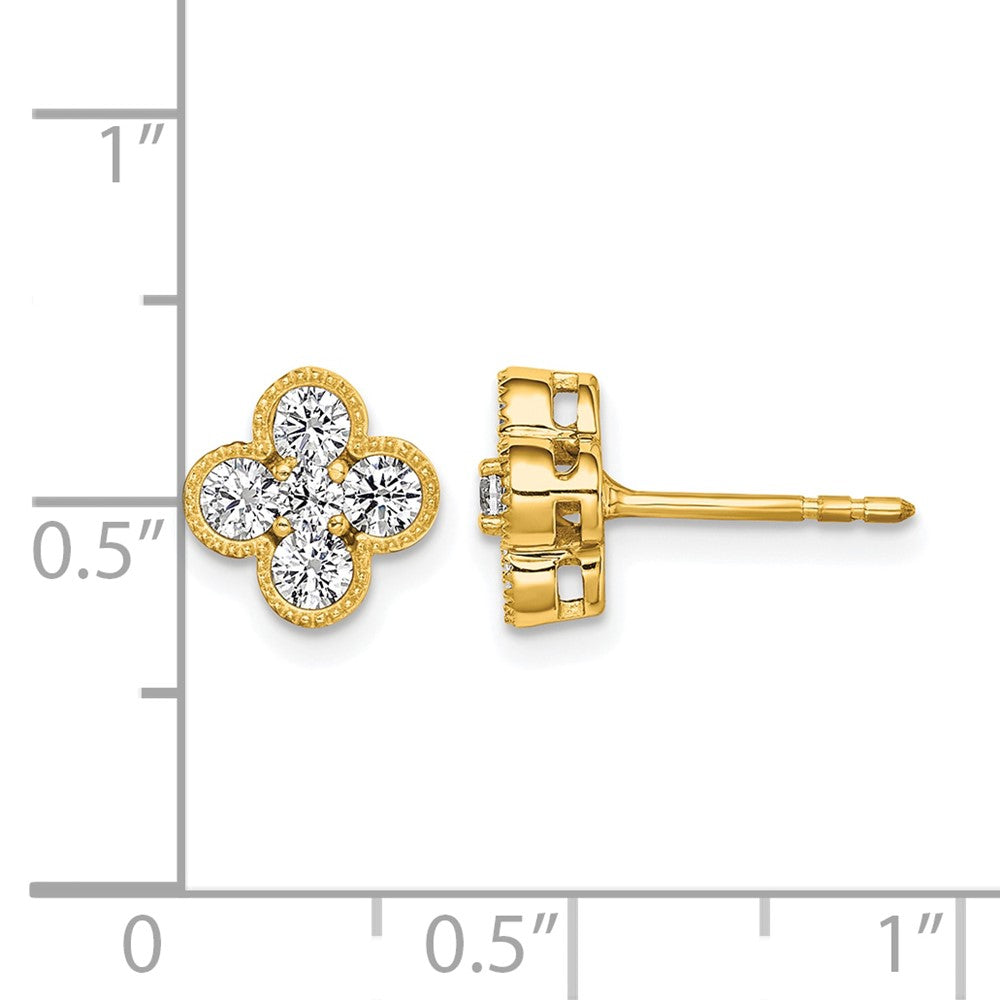 True Origin 14K Yellow Gold 3/4 carat Lab Grown Diamond VS+ F+ Complete Bloom Floral Earrings