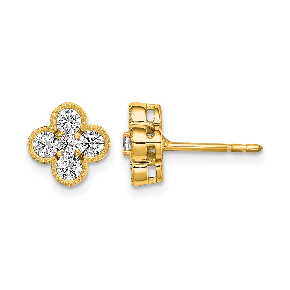 True Origin 14K Yellow Gold 3/4 carat Lab Grown Diamond VS+ F+ Complete Bloom Floral Earrings