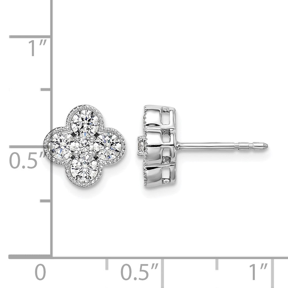 True Origin 14K White Gold 1 carat Lab Grown Diamond VS+ F+ Complete Bloom Floral Earrings