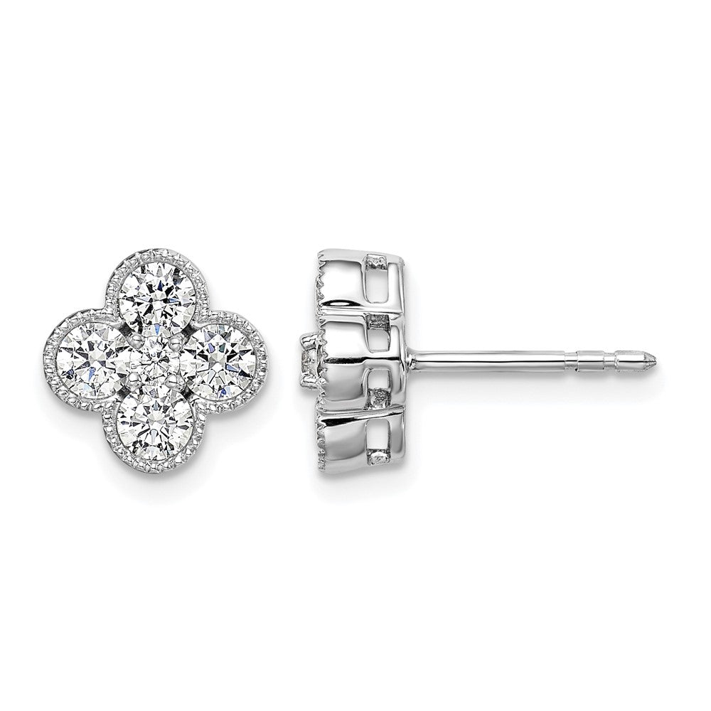 True Origin 14K White Gold 1 carat Lab Grown Diamond VS+ F+ Complete Bloom Floral Earrings