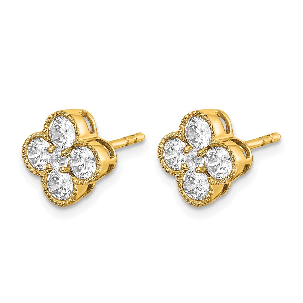 True Origin 14K Yellow Gold 1 carat Lab Grown Diamond VS+ F+ Complete Bloom Floral Earrings