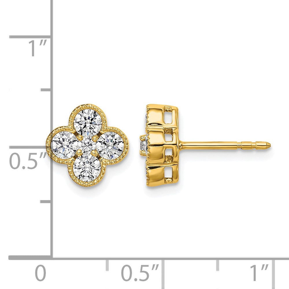 True Origin 14K Yellow Gold 1 carat Lab Grown Diamond VS+ F+ Complete Bloom Floral Earrings