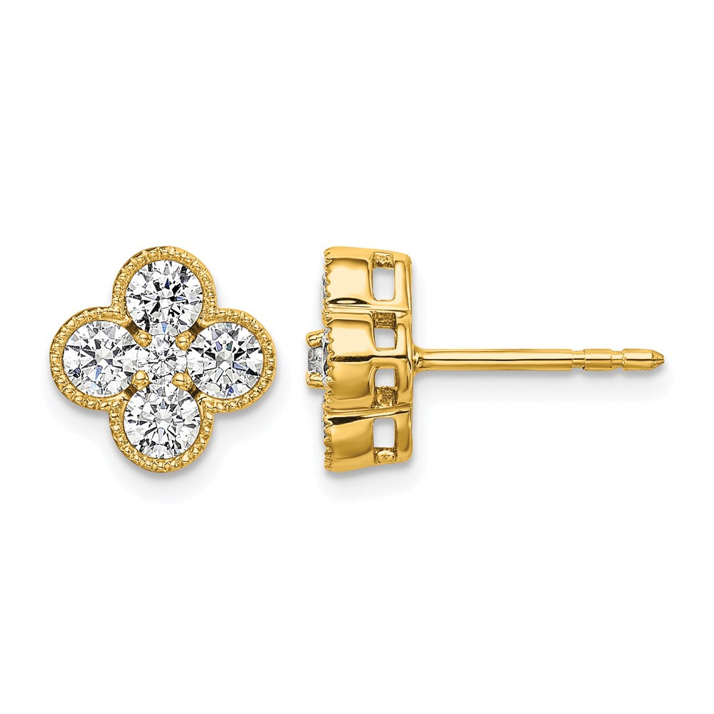 True Origin 14K Yellow Gold 1 carat Lab Grown Diamond VS+ F+ Complete Bloom Floral Earrings