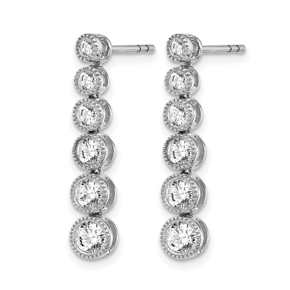 True Origin 14K White Gold 1 carat Lab Grown Diamond VS+ F+ Complete Graduated Dangle Post Earrings