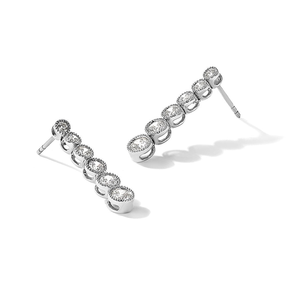 True Origin 14K White Gold 1 carat Lab Grown Diamond VS+ F+ Complete Graduated Dangle Post Earrings