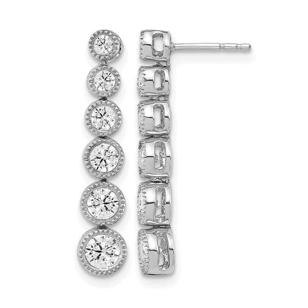 True Origin 14K White Gold 1 carat Lab Grown Diamond VS+ F+ Complete Graduated Dangle Post Earrings