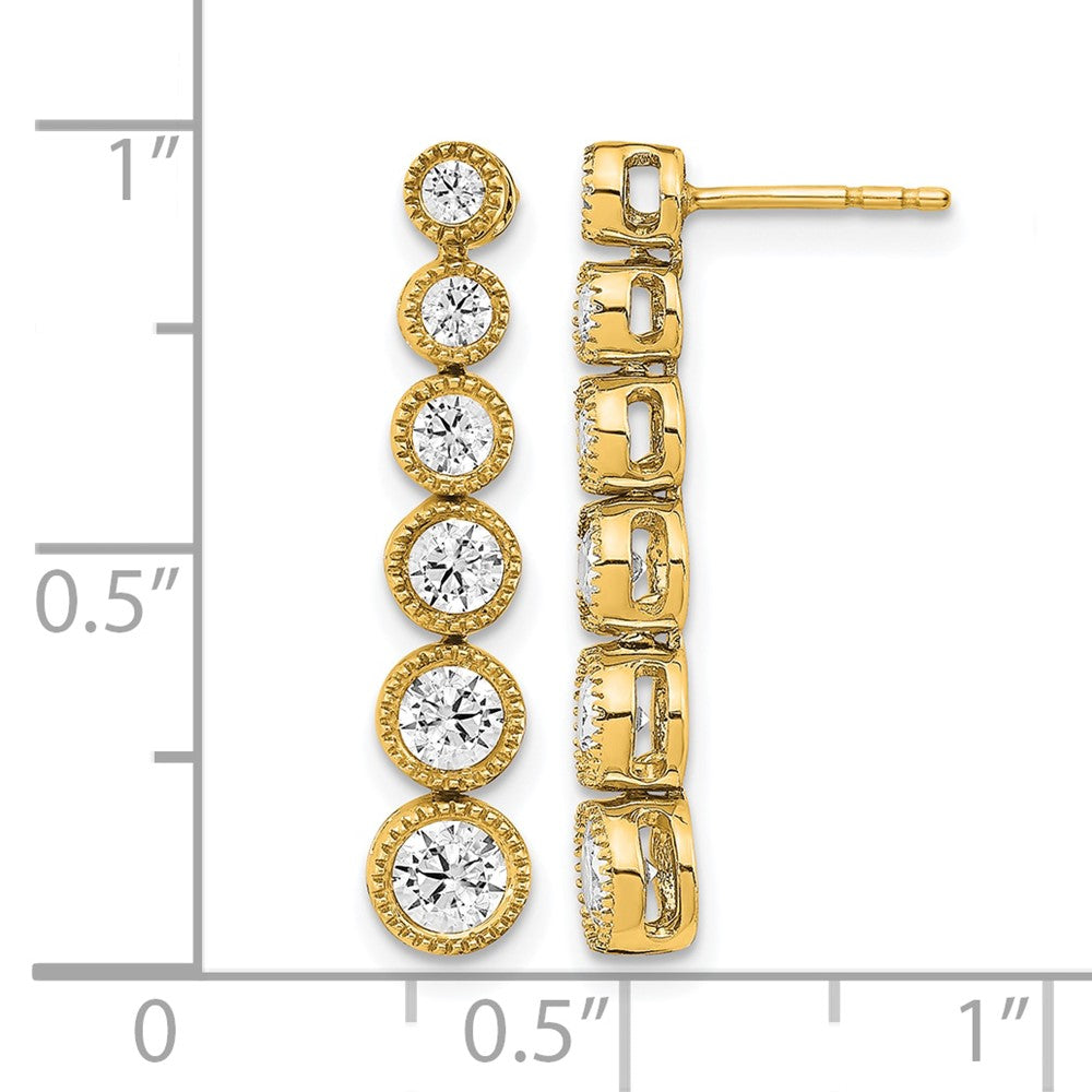 True Origin 14K Yellow Gold 1 carat Lab Grown Diamond VS+ F+ Complete Graduated Dangle Post Earrings