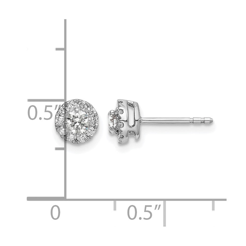 14k White Gold 1/2 carat Lab Grown Diamond VS/SI+ G+ Round Halo Post Earrings