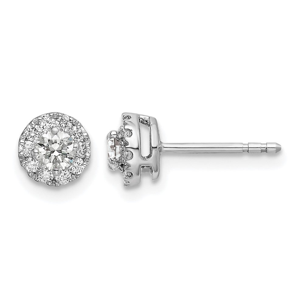 14k White Gold 1/2 carat Lab Grown Diamond VS/SI+ G+ Round Halo Post Earrings