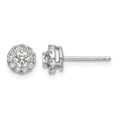 14k White Gold 1/2 carat Lab Grown Diamond VS/SI+ G+ Round Halo Post Earrings