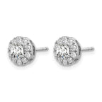 14k White Gold 1 carat Lab Grown Diamond VS/SI+ G+ Round Halo Post Earrings