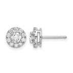 14k White Gold 1 carat Lab Grown Diamond VS/SI+ G+ Round Halo Post Earrings