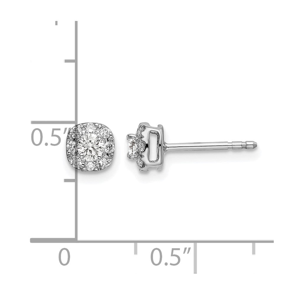 14k White Gold 1/3 carat Lab Grown Diamond VS/SI+ G+ Complete Cushion Halo Post Earrings