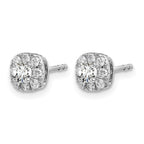 14k White Gold 1/2 carat Lab Grown Diamond VS/SI+ G+ Complete Cushion Halo Post Earrings