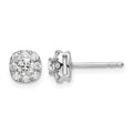 14k White Gold 1/2 carat Lab Grown Diamond VS/SI+ G+ Complete Cushion Halo Post Earrings
