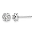 14k White Gold 1/2 carat Lab Grown Diamond VS/SI+ G+ Complete Cushion Halo Post Earrings