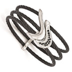 Edward Mirell Titanium Black Ti Sterling Silver Spinel Cable Flexible Cuff