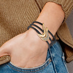 Edward Mirell Black Ti & Bronze Cable White Sapphire Cable Flex Cuff Bangle